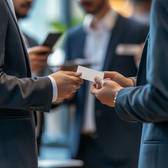 A group of professionals networking at a business event