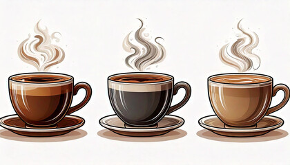 Obraz premium different type cup of coffee in white background 