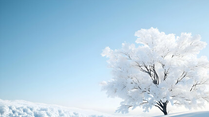 Snow Covered Tree on Snowy Hill under Clear Blue Sky during Daylight