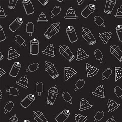 Discover a seamless Food & Beverage Pattern featuring a vibrant and stylish collection of delicious culinary elements.