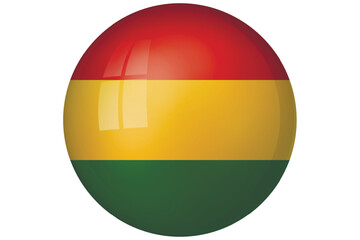 Flag of Bolivia. Bolivian national symbol in official colors. Template icon. Abstract vector background. Round glass light ball, 3D big bubble, sphere.
