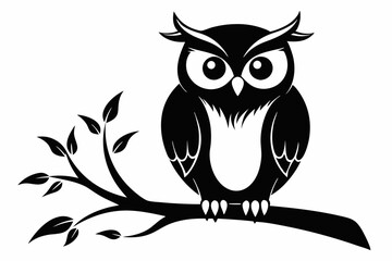 silhouette of owl with a tree branch vector 