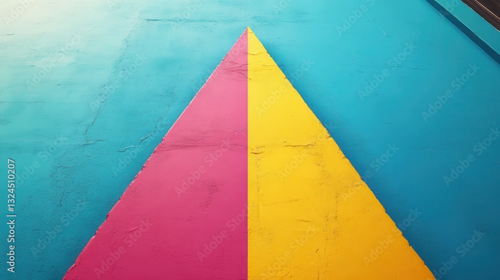 Poster arrow pointer concept. colorful arrow pointing upward on a vibrant, split background of blue and yel