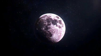 Obraz premium Digital Pixelated Full Moon Illuminated Against Starry Night Sky In Purple Tones