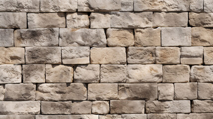 Obraz premium Old Rough Stone Wall Texture Background. Aged Beige Limestone Masonry Surface Pattern.