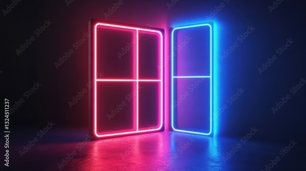 Aufkleber 3d user interface window icon with holographic neon colors. isolated ui window sign as a design elem