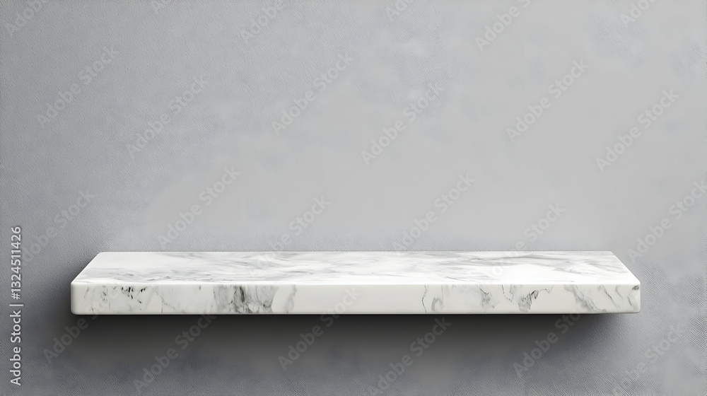 Aufkleber empty white marble shelf against textured gray concrete wall background with copy space for product 