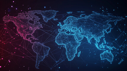 Modern World Map With Dynamic Connections Showcasing Global Networks