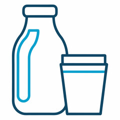 glass of milk and bottle