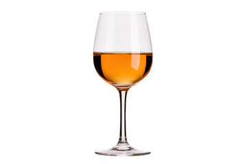 Elegant glass of amber wine on a clear background, cut out