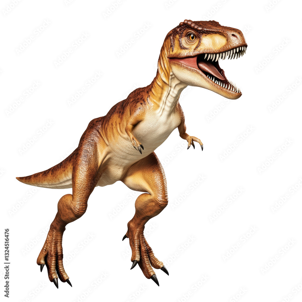 Poster striking dinosaur model displayed in a dynamic pose capturing the imagination and interest of young 