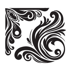Fototapeta premium Floral vector design features an abstract swirl ornament with ornate leaf and line elements