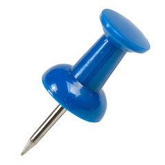 Blue Push Pin Thumbtack Isolated on Transparent Background