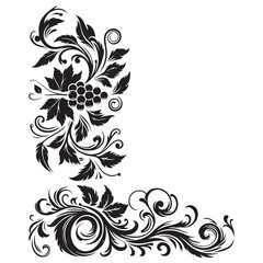 Abstract floral art showcases a vector design element with ornate swirls and leaf patterns, a vintage decoration reminiscent of a spring garden