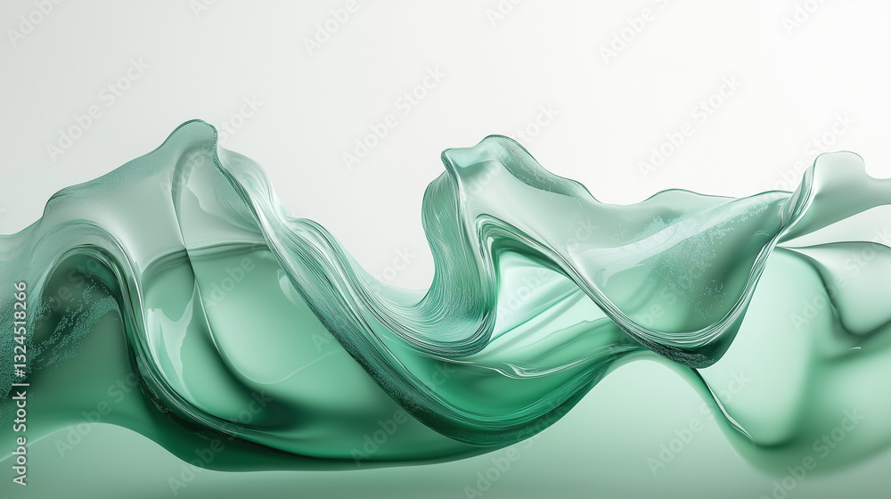 Poster smooth fluid wave of translucent glass textures in serene environment