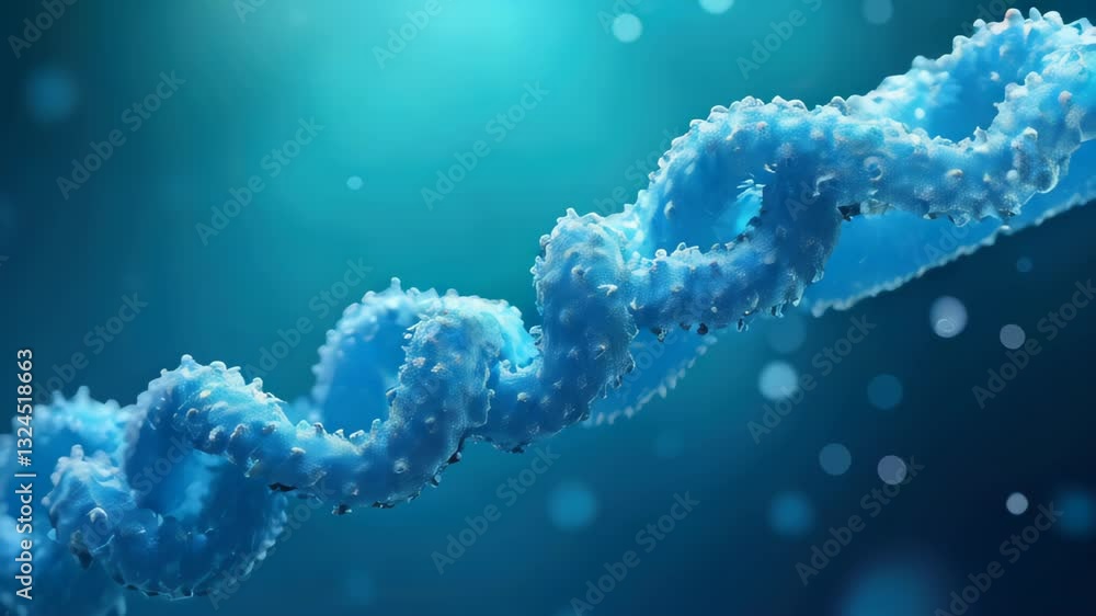 Poster glowing blue dna helix structure floating in a futuristic visualization of genetic material and data