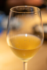 A glass of Prosecco or sparkling wine on the table