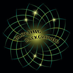 Abstract bright gradient background with glowing spiral lines and circles