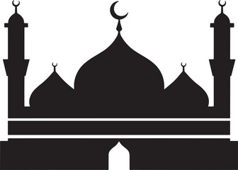 isolated black silhouette of a mosques collection, black silhouette mosque vector illustration