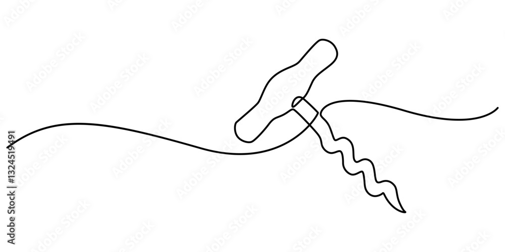 Aufkleber corkscrew continuous line. bottle-screw or win bottle opener. vector illustration, corkscrew one lin