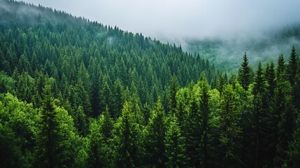 Obraz premium Aerial view of dense forest with varying shades of green. 