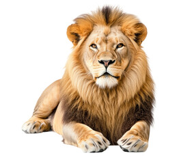 Fototapeta premium Majestic lion resting in serene posture, cut out