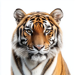 Striking Tiger Portrait on a Clear White Background