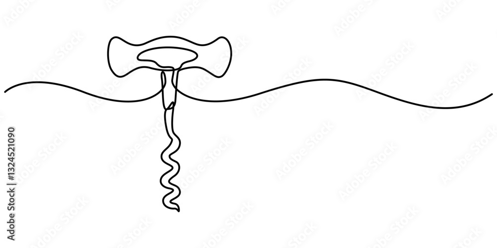 Aufkleber corkscrew continuous line. bottle-screw or win bottle opener. vector illustration, corkscrew one lin