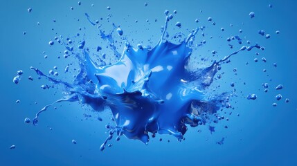 Dynamic blue explosion effect with splashes on a vivid background