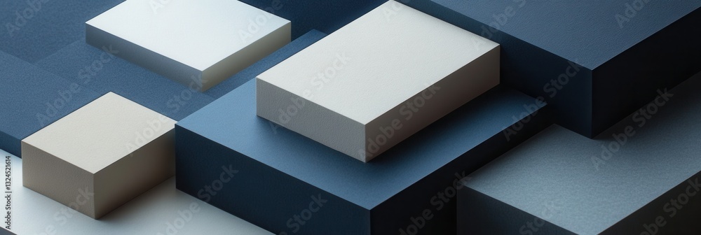Leinwandbilder structured geometric design in navy blue, gray, and white with balanced layout creating a modern aes