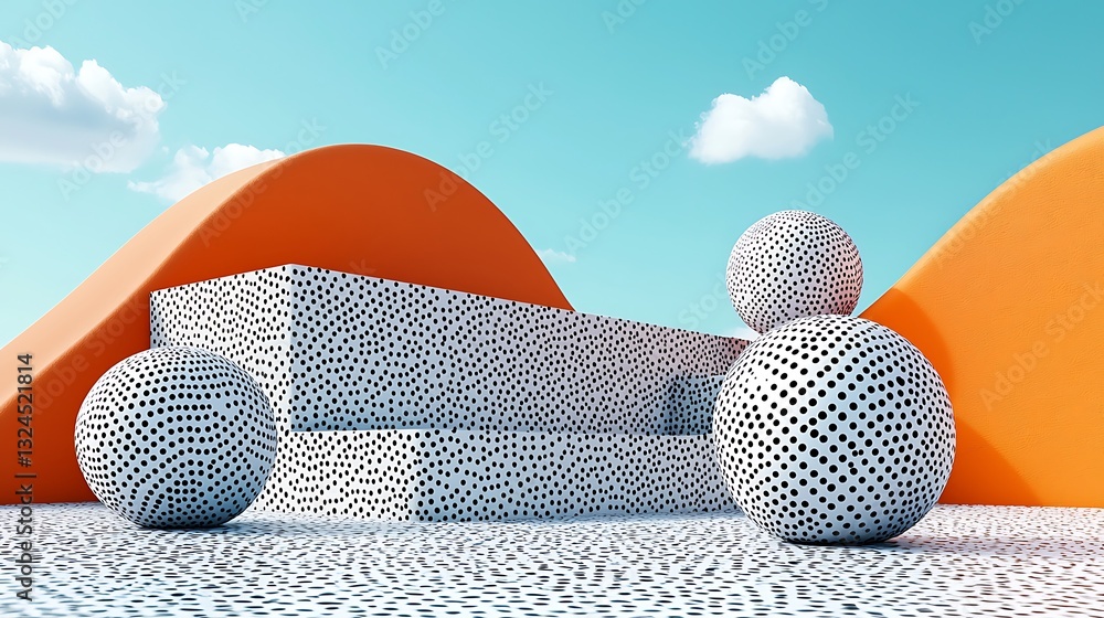 Aufkleber Abstract Geometric Background with Dots Pattern and Vibrant Colors