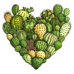 Obraz premium Cactus heart desert love southwest illustration