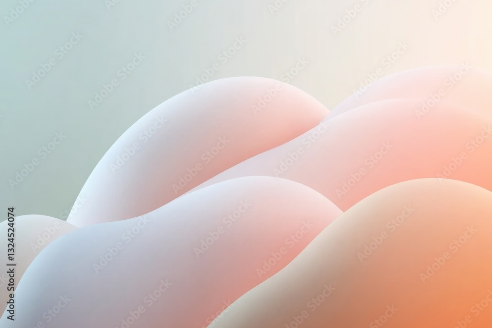 Aufkleber dynamic abstract featuring overlapping egg shapes in pastel tones combined with floral and spring mo