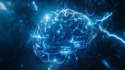 Visually Intense Digital Illustration of a Glowing Human Brain