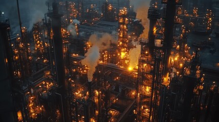 Obraz premium Industrial Factory with Smoke Emissions