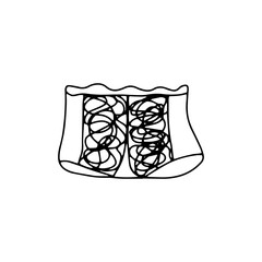 Swimming suit. Doodle pantie. Modern and classic style feminine sketches. Plus siaze swimsuit
