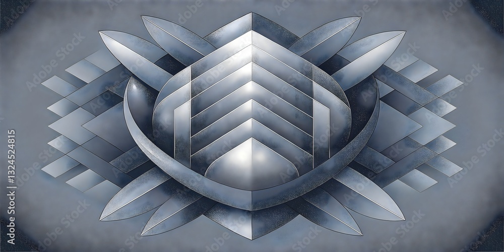 Aufkleber geometric metallic abstract design shiny sculptural shapes dimensions patterns light reflection