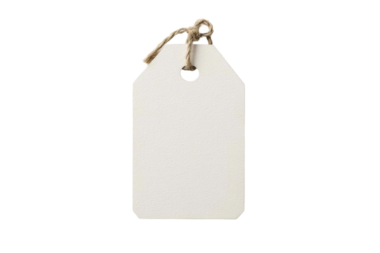 Blank tag on string for labeling items and gifts, cut out
