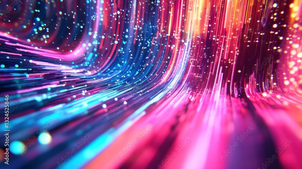 Poster an abstract representation of light beams flowing in a tunnel space