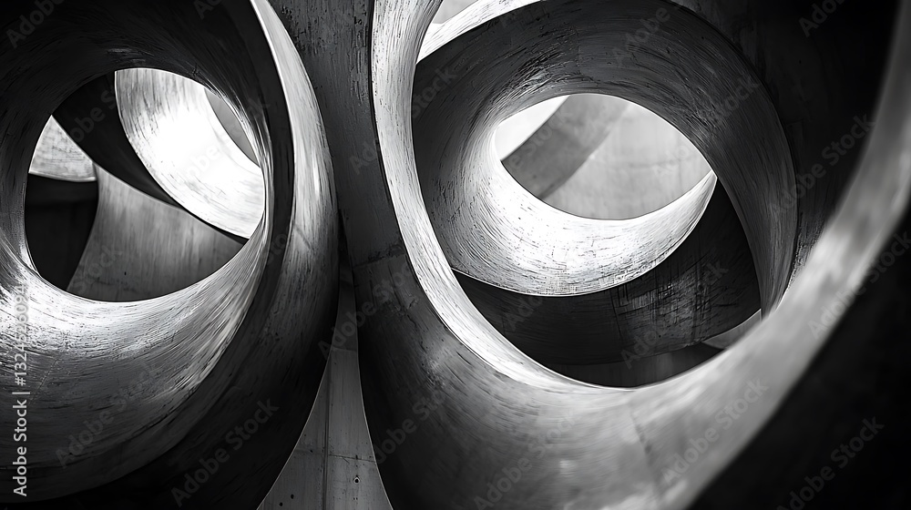 Poster Abstract GrayScale Interconnected Curves Background