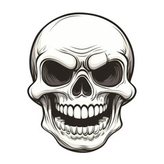 Fototapeta premium A Grimace of Mortality: Intricate illustration of a human skull, a symbol of mortality, exuding a sense of mystery and the macabre, perfect for Halloween and beyond.