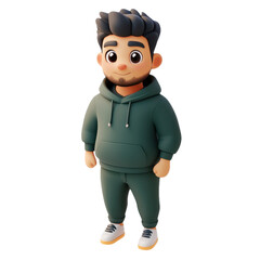 Obraz premium Charming 3D Man in Hoodie: A Trendy Cartoon Character Illustration for Modern Design, Perfect for Digital Art, Animation, and Stylish Visual Concepts