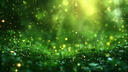 Magical forest floor with shimmering light.