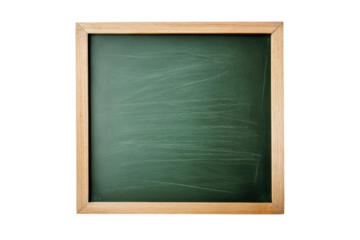 Blank chalkboard framed in natural wood finish, cut out