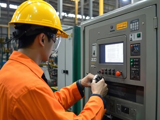 Engineer check and control welding machine