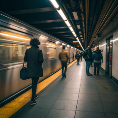 Fototapeta premium people walking in subway