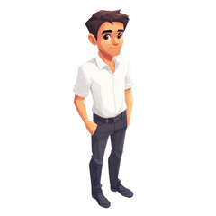 Fototapeta premium Confident Young Man Cartoon Character: A Modern Illustration of Style, Success, and Professionalism for Business, Fashion, and Lifestyle Designs