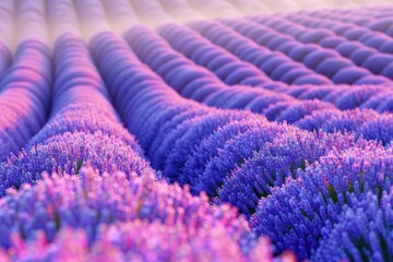 Lavender fields bloom at sunset, creating a vibrant sea of purple in the countryside
