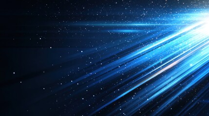Bright blue light rays extend outward in a dark space filled with shimmering stars, creating an ethereal atmosphere that evokes a sense of awe and exploration, ideal for backgrounds