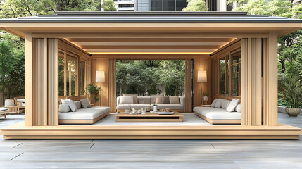 Modern Wooden Outdoor Relaxation Area